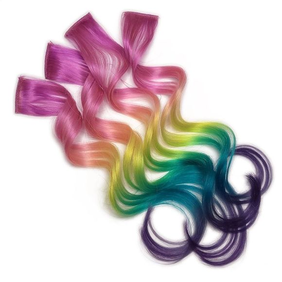 Pink Rainbow Ombre Double Drawn Clip in Remy Human Hair Extensions - Picture 2 of 2